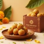 Side view of healthy moong dal laddoo in a traditional bowl
