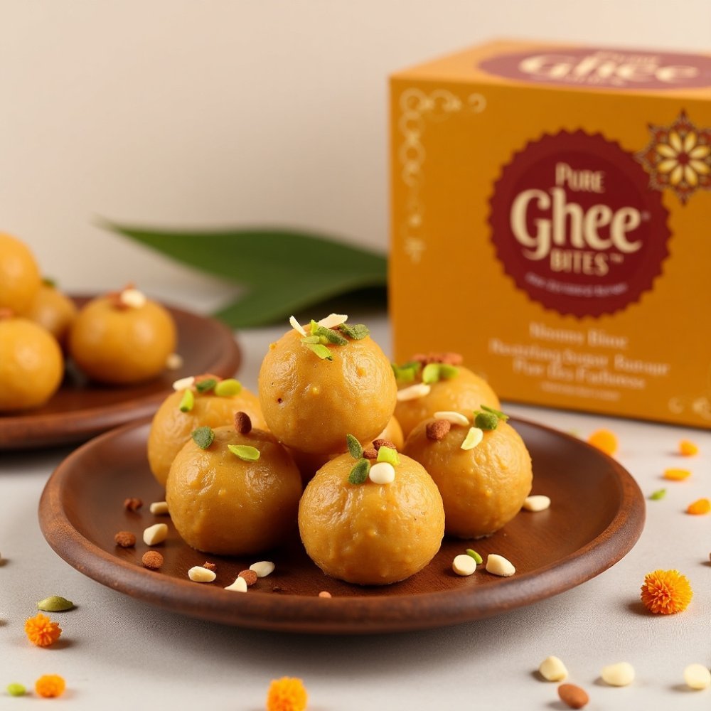Moong dal laddoo made with pure desi ghee, jaggery, and dry fruits