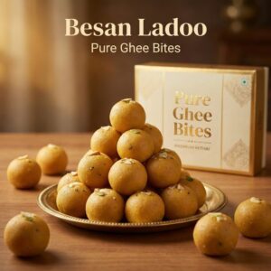 Besan ladoo made with roasted gram flour and pure desi ghee