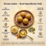 Besan ladoo ingredients roasted besan ghee and jaggery