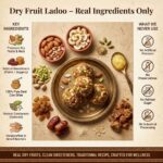 Dry fruit ladoo ingredients almonds cashews dates jaggery and ghee