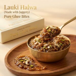 Lauki halwa made with bottle gourd pure ghee and jaggery