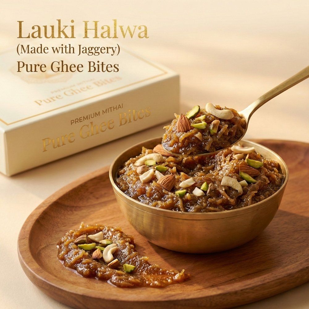 Lauki halwa made with bottle gourd pure ghee and jaggery