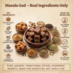 Masala gud ingredients jaggery ginger pepper and Indian spices
