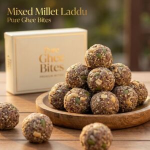 Mixed millet laddu made with healthy millets pure ghee and jaggery