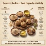 Panjeeri laddu ingredients atta ghee gond and dry fruits