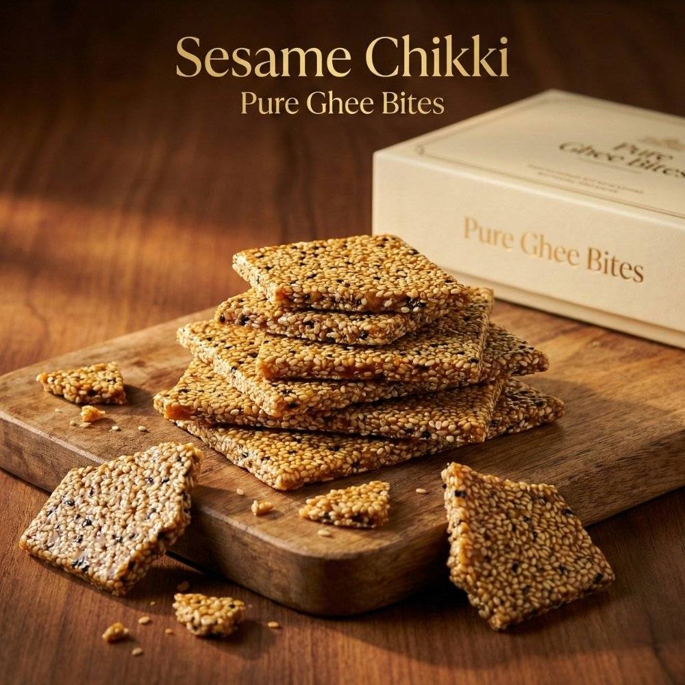 Sesame chikki made with roasted til seeds and jaggery